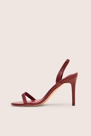 Barely Wide Fit Burgundy Pu Round Toe Slingback Stiletto Heels