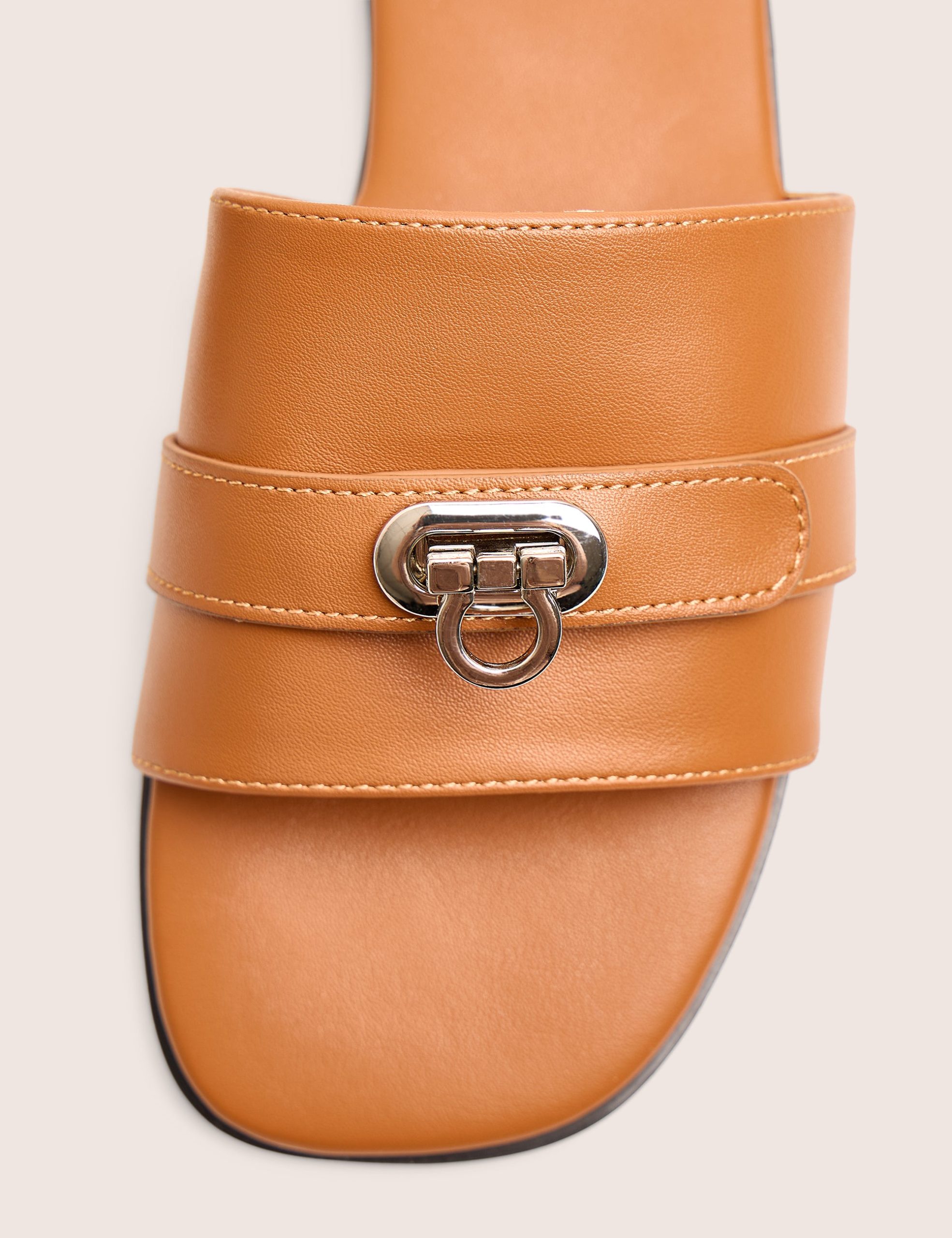 Radiance Wide Fit Brown Buckle Trim Flat Sandals - Image 4