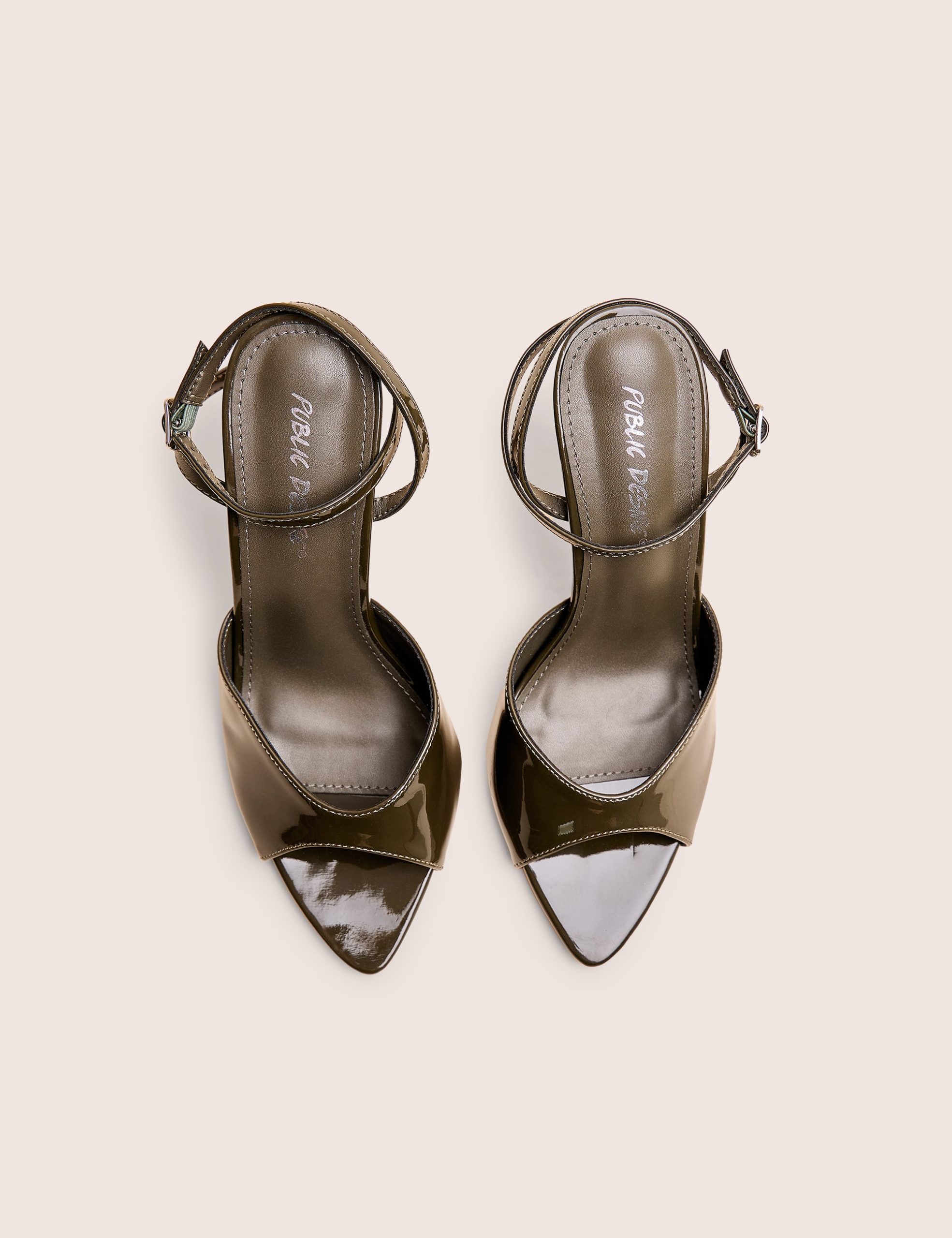 Caught on Olive Peep Toe Curved High Heel - Image 4