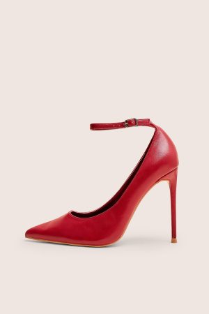 Chantilly Red Ankle Strap Detail Court Shoes