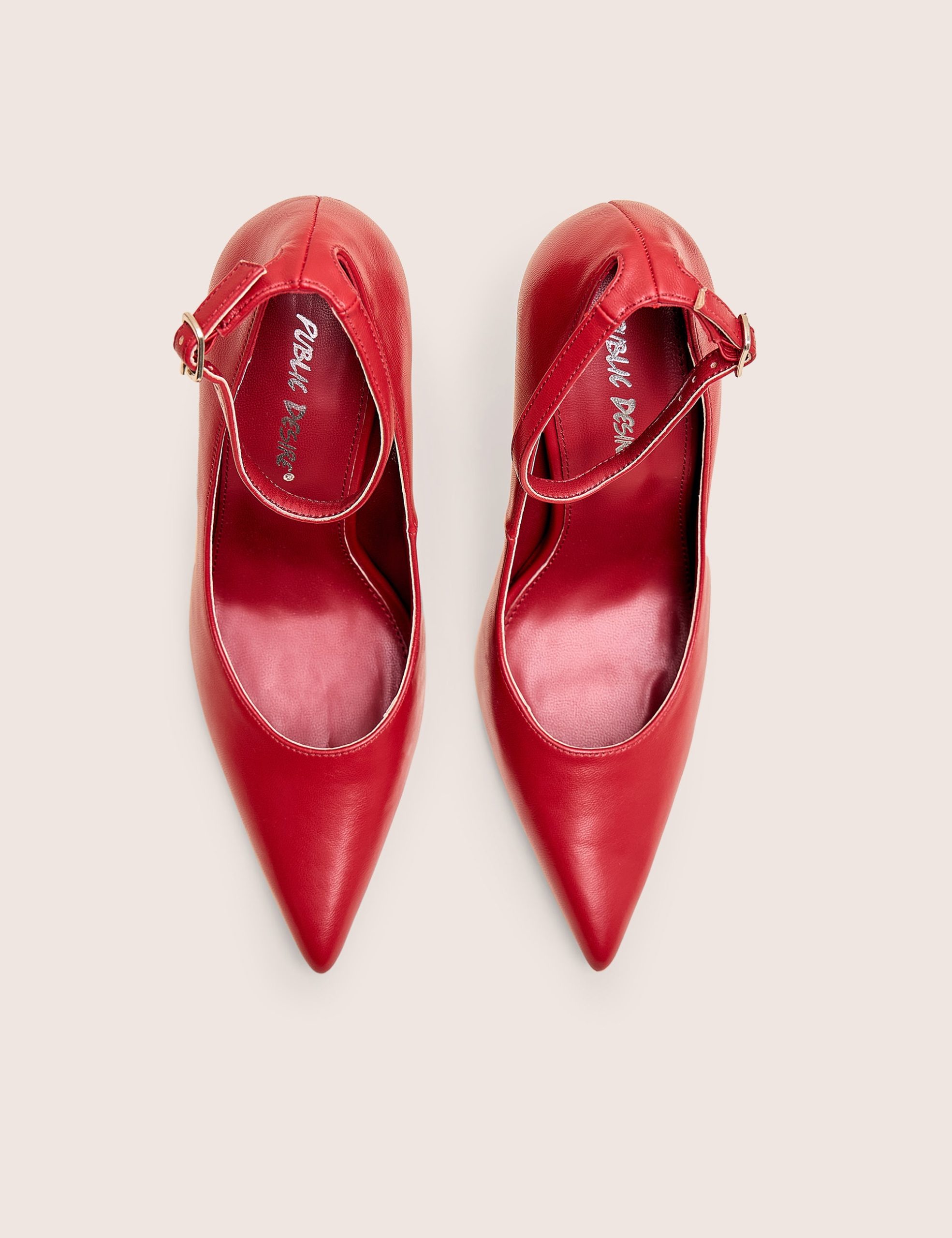 Chantilly Red Ankle Strap Detail Court Shoes - Image 3