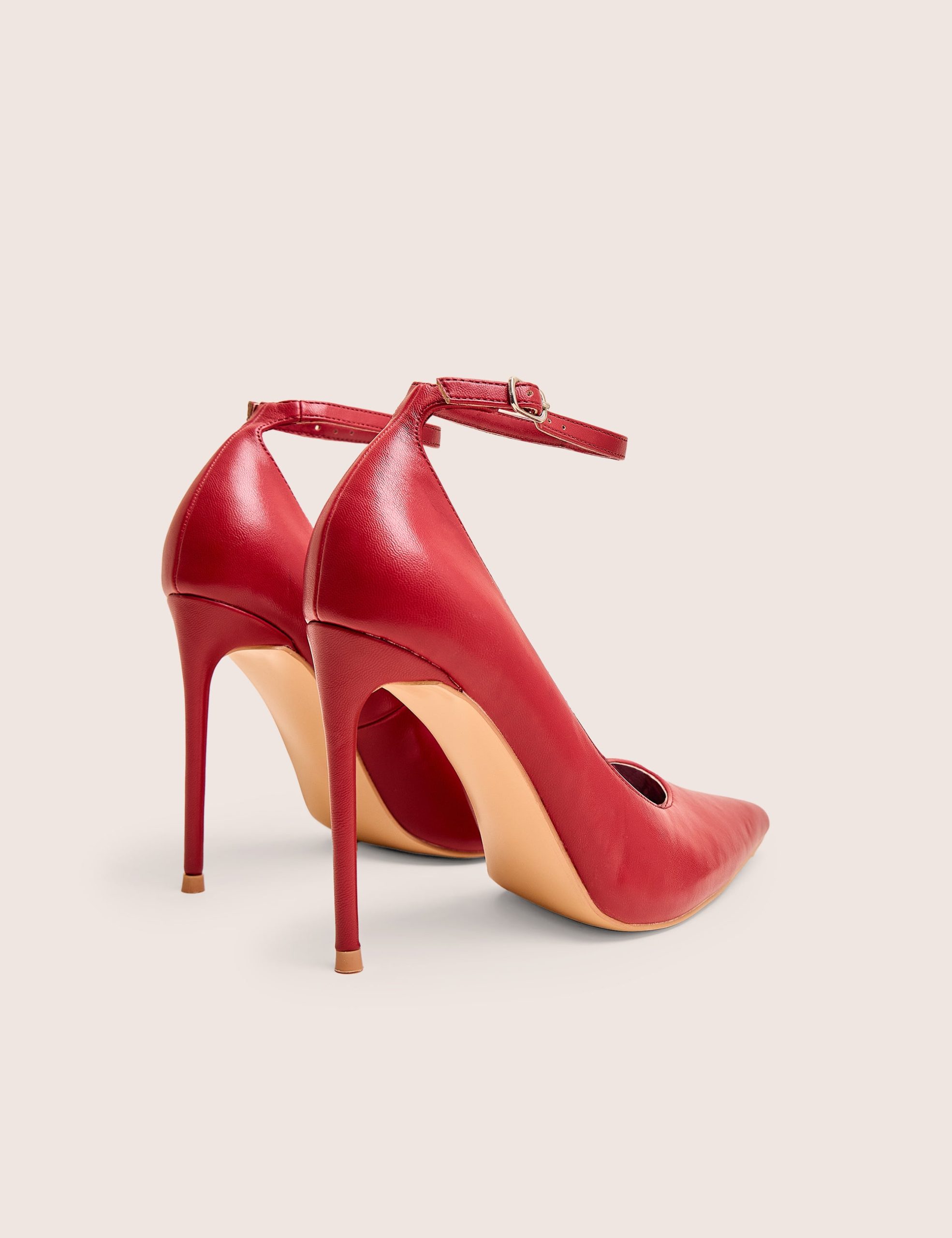 Chantilly Red Ankle Strap Detail Court Shoes - Image 4