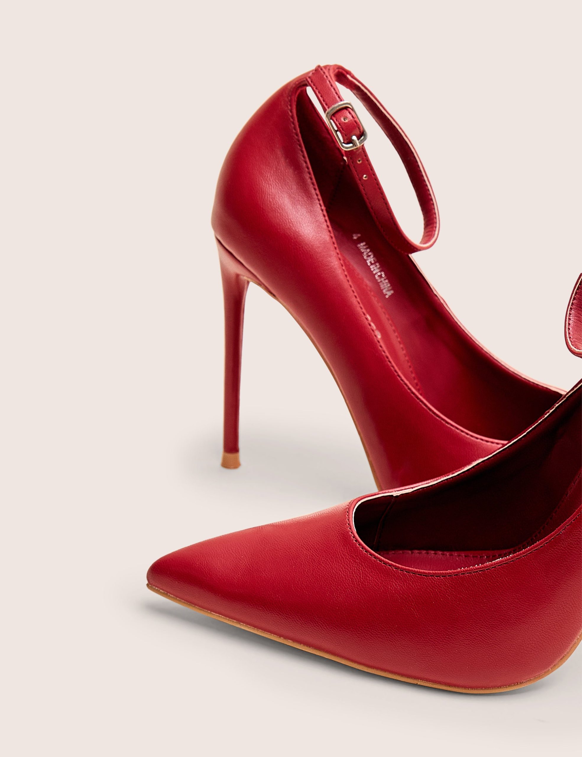 Chantilly Red Ankle Strap Detail Court Shoes - Image 5