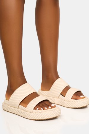 Cierra Cream Double Strap Patterned Platform Sandal