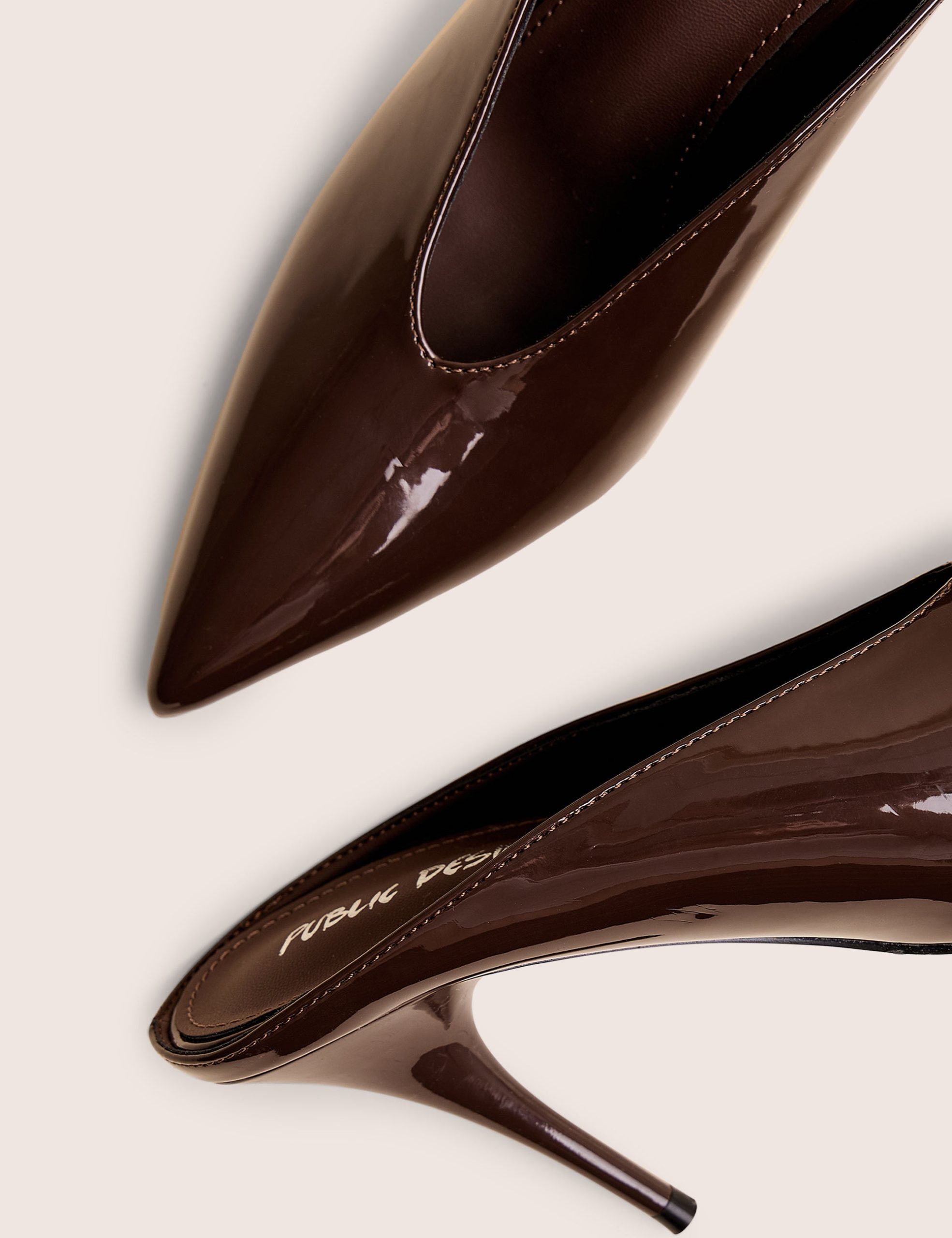 Elixr Chocolate Patent Court High Heels - Image 5