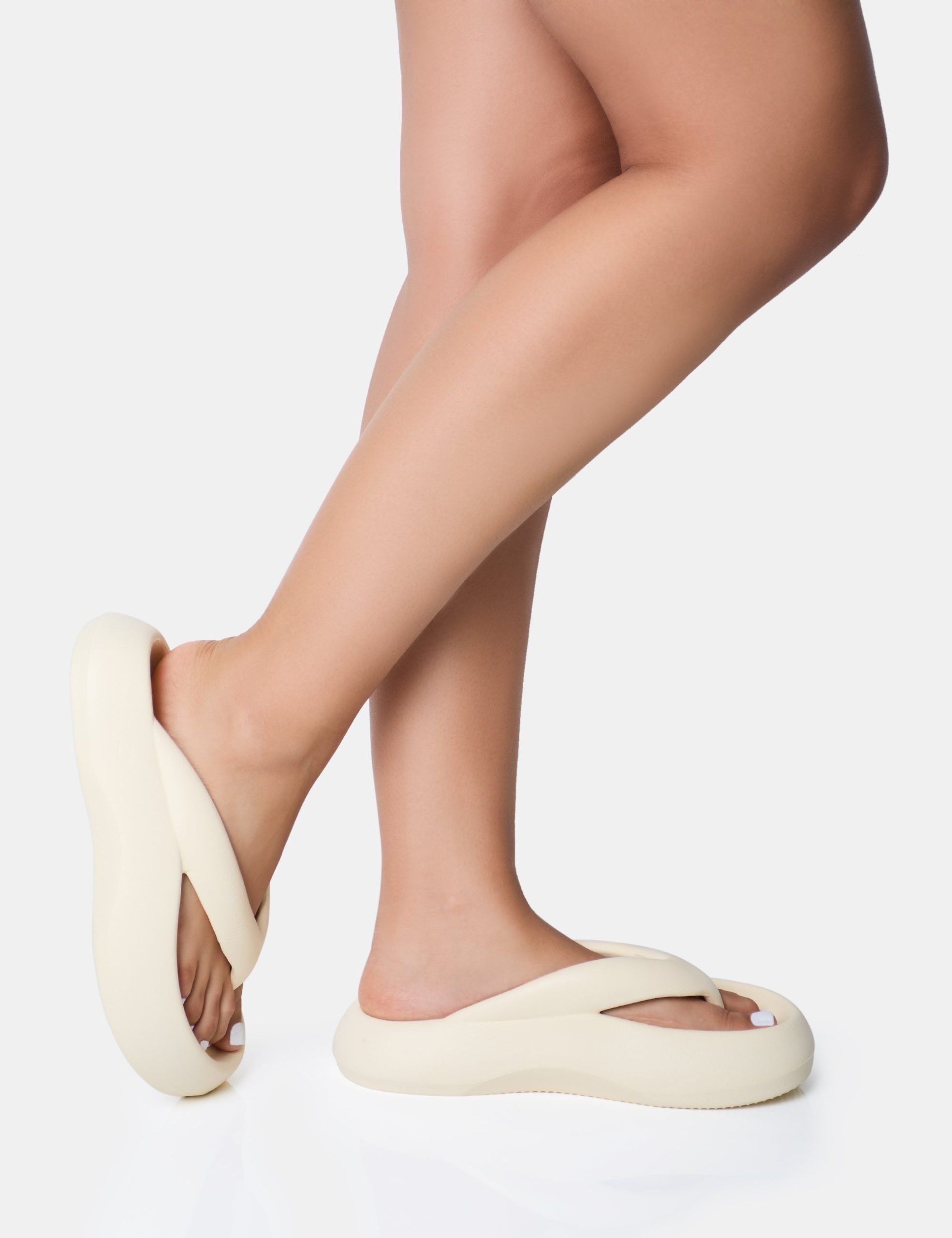 Guilty Cream Chunky Toe Post Slider Sandals - Image 2