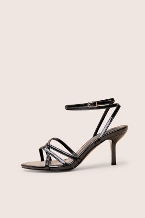 Juliette Black Minimal Strap Detail Kitten Heels