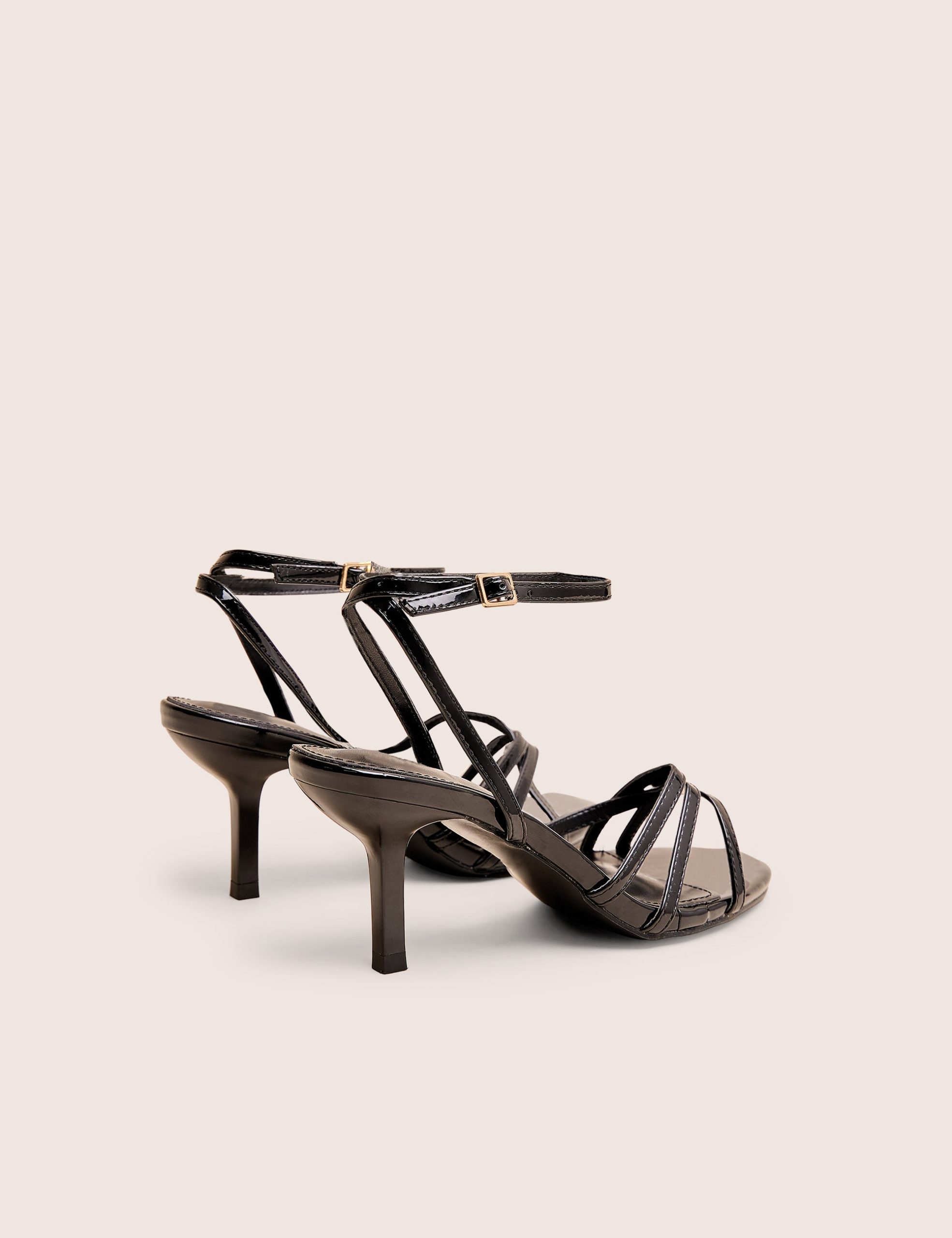 Juliette Black Minimal Strap Detail Kitten Heels - Image 3