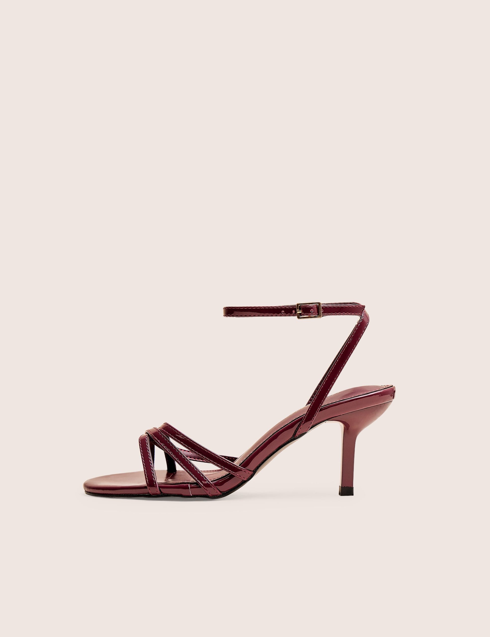 Juliette Burgundy Minimal Strap Detail Kitten Heels