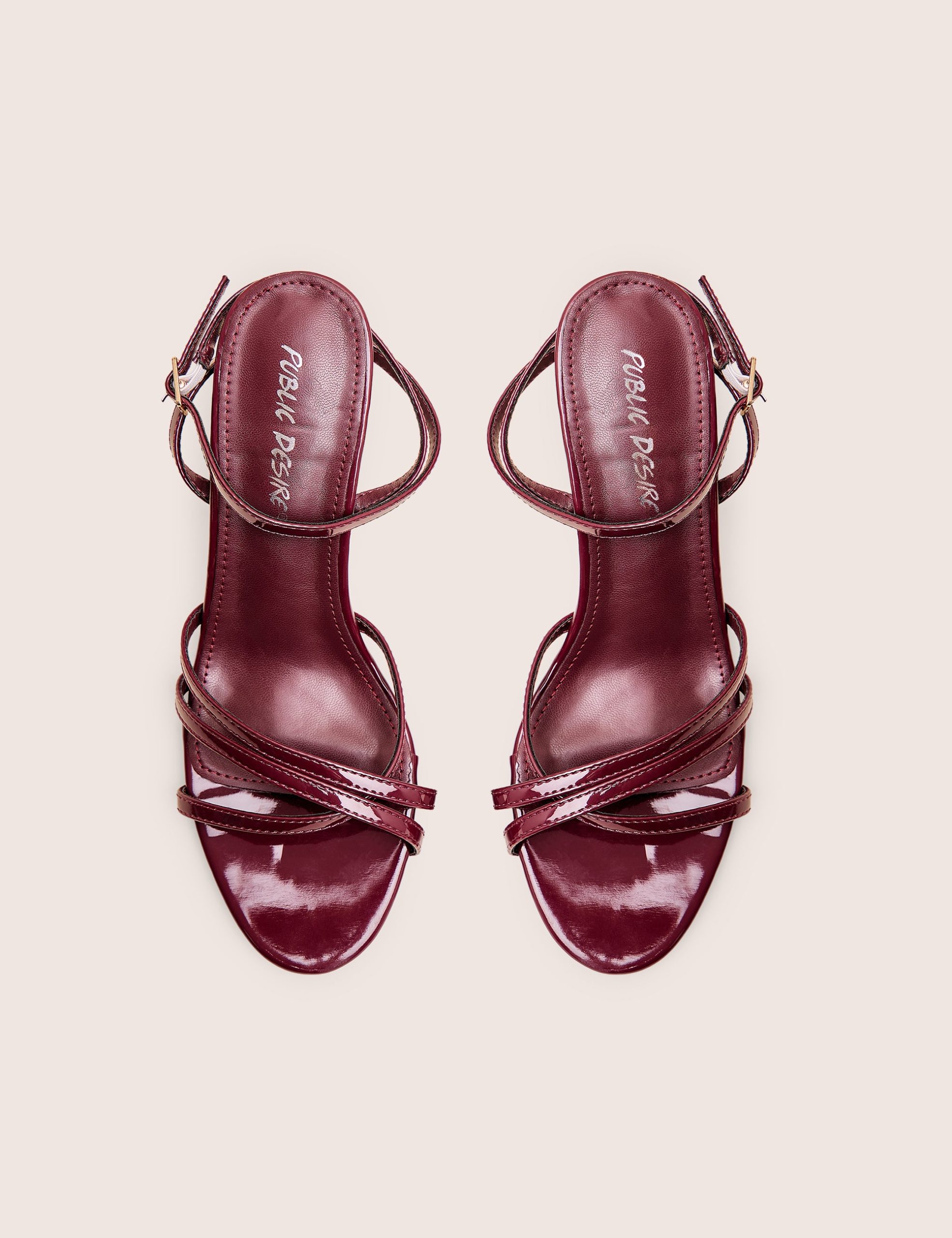 Juliette Burgundy Minimal Strap Detail Kitten Heels - Image 2