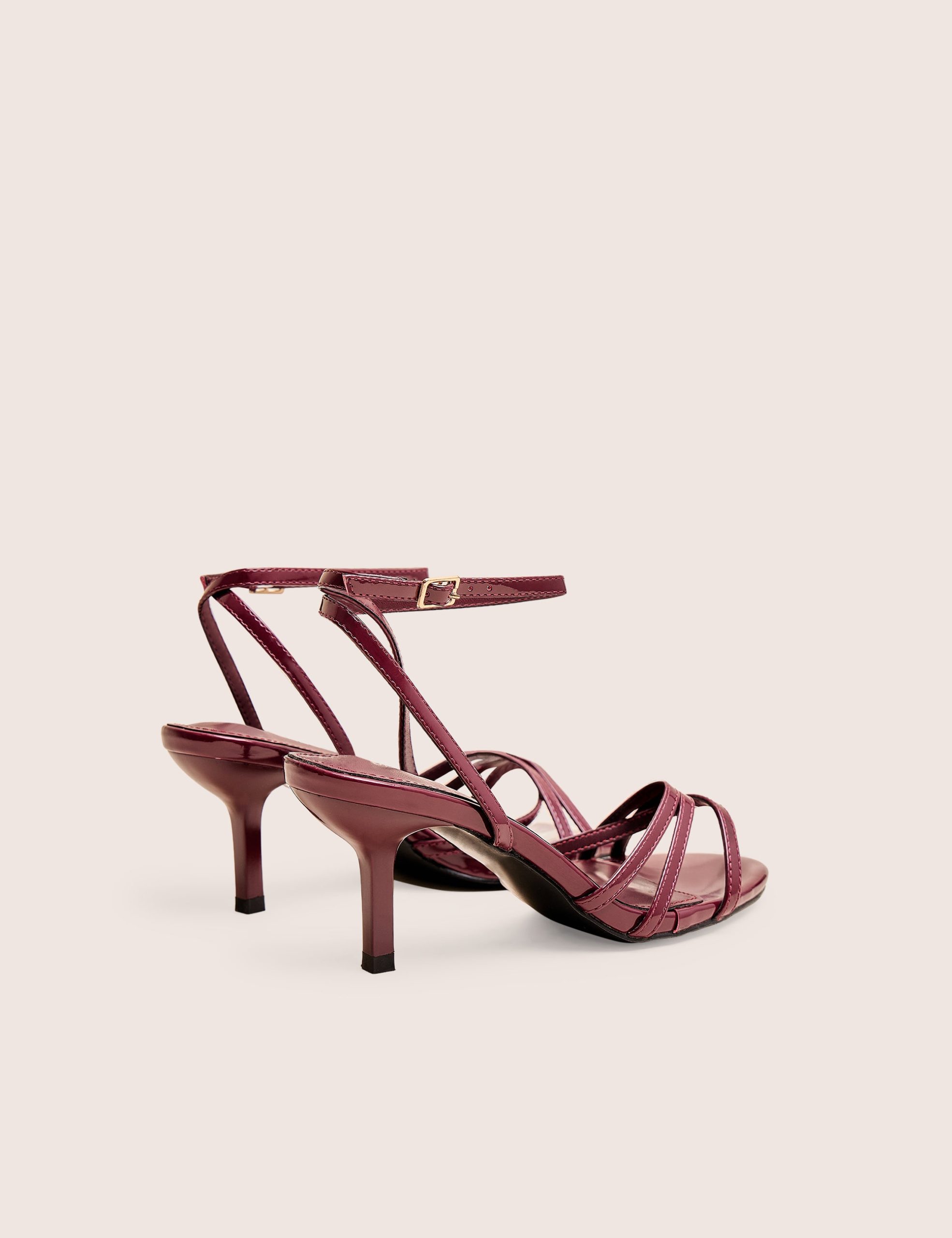 Juliette Burgundy Minimal Strap Detail Kitten Heels - Image 3
