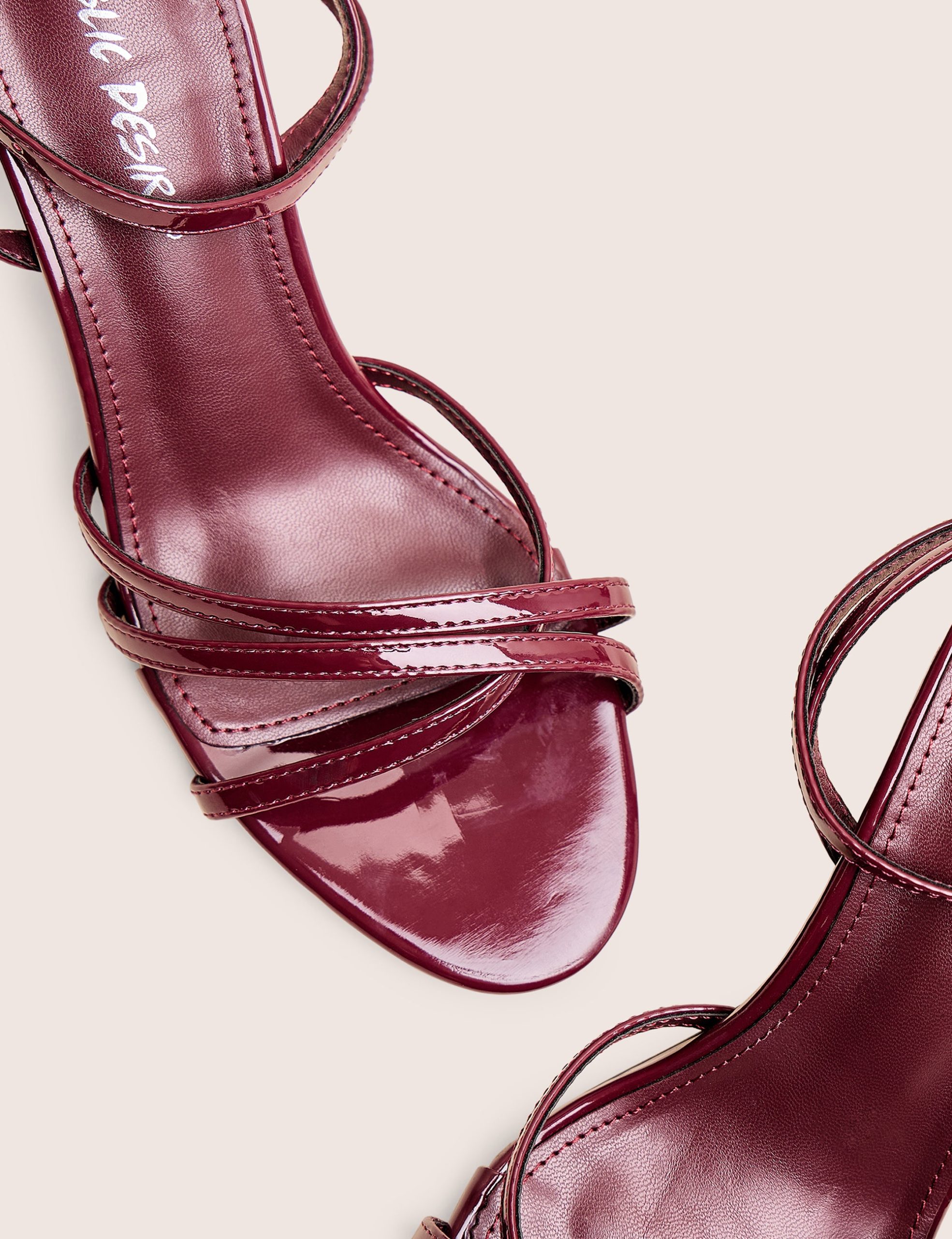 Juliette Burgundy Minimal Strap Detail Kitten Heels - Image 4