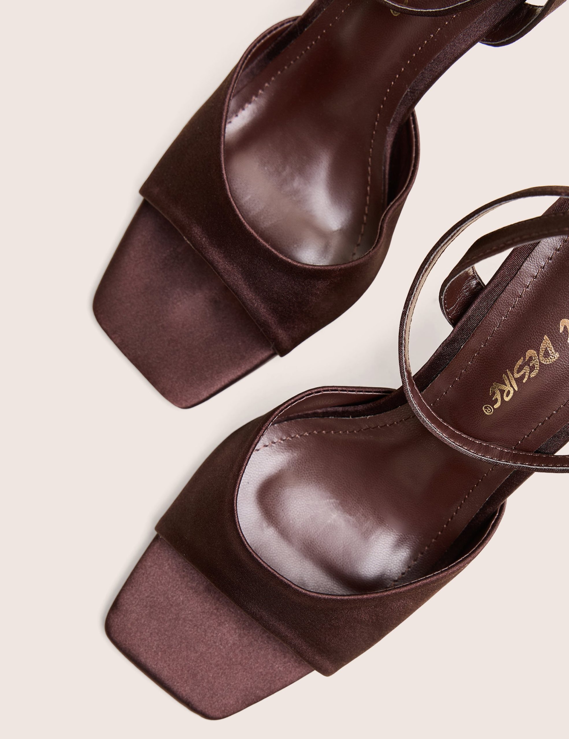 June Brown Ankle Strap Peep Toe Heels - Image 4