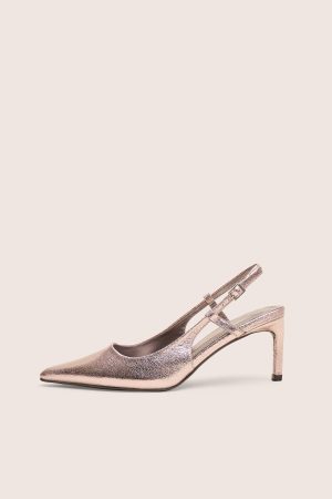 Salsa Cracked Pewter Sling Back Pointed Toe Heels