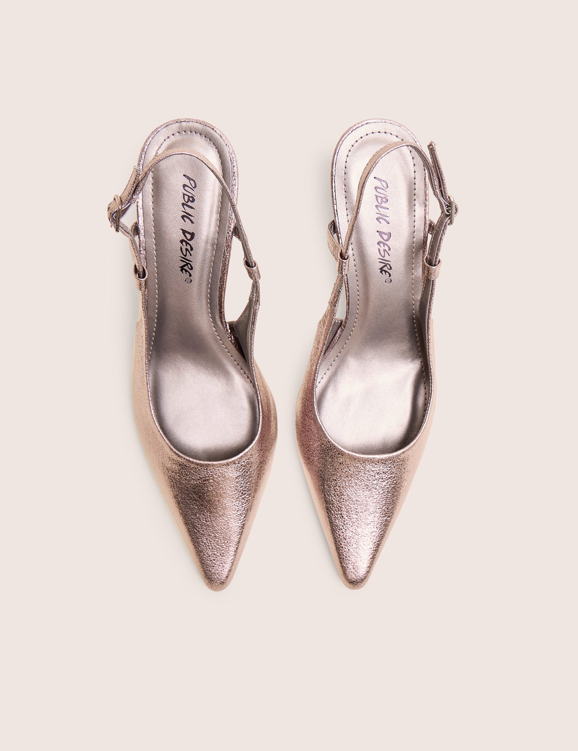 Salsa Cracked Pewter Sling Back Pointed Toe Heels - Image 2