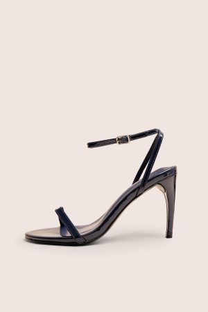 Selene Navy Patent Curved Heels Barely There
