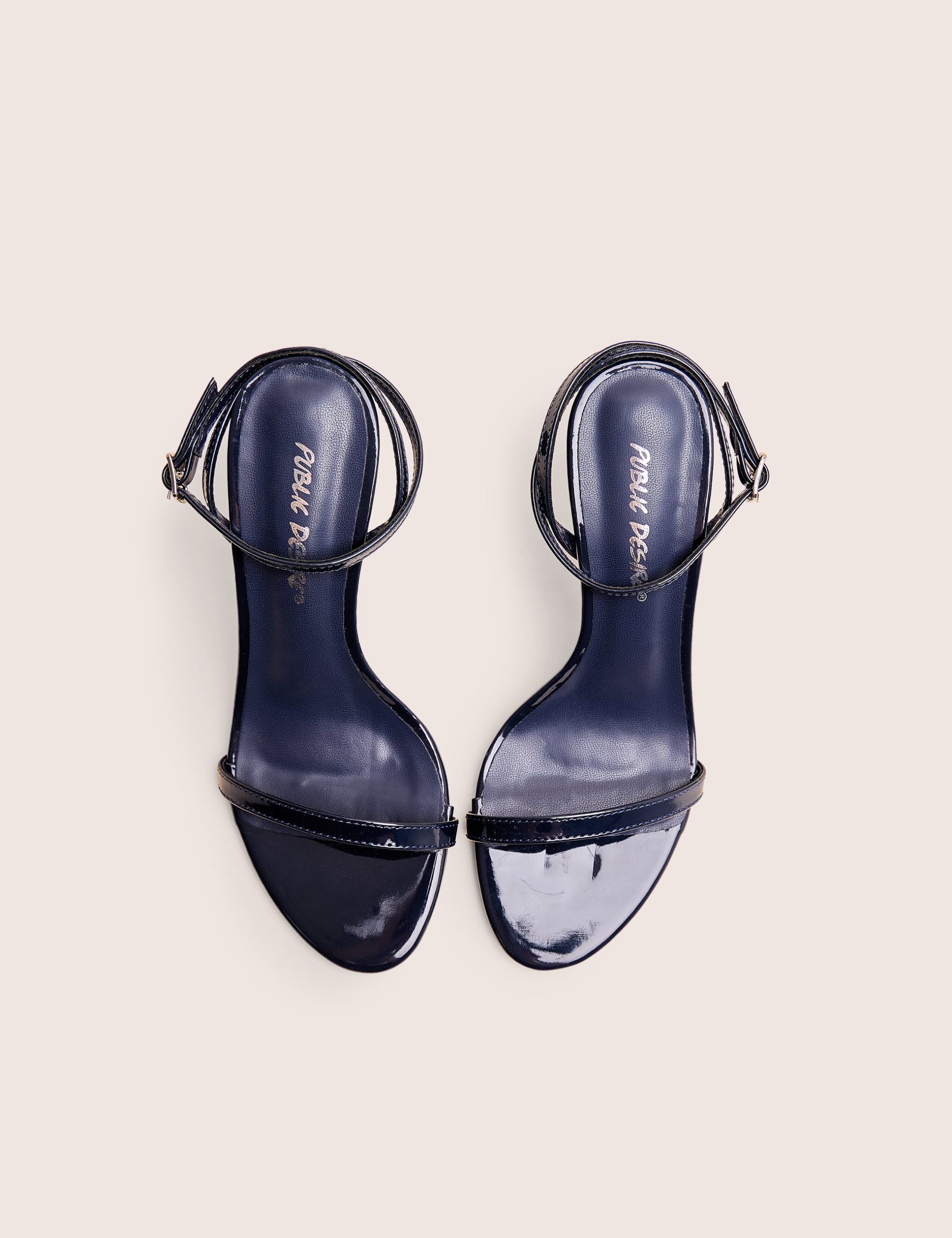Selene Navy Patent Curved Heels Barely There - Image 3