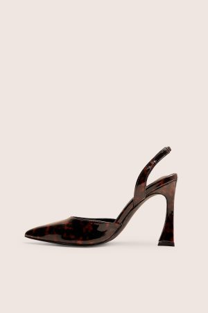 Slow Burn Amber Tortoise Sling Back Court Heels