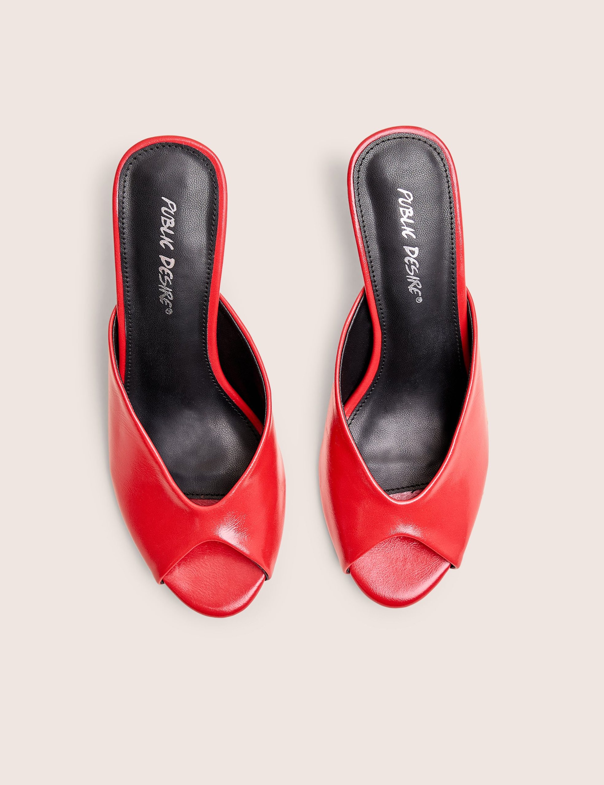 Stessy Red Peep Toe Curved Mid Heels - Image 3