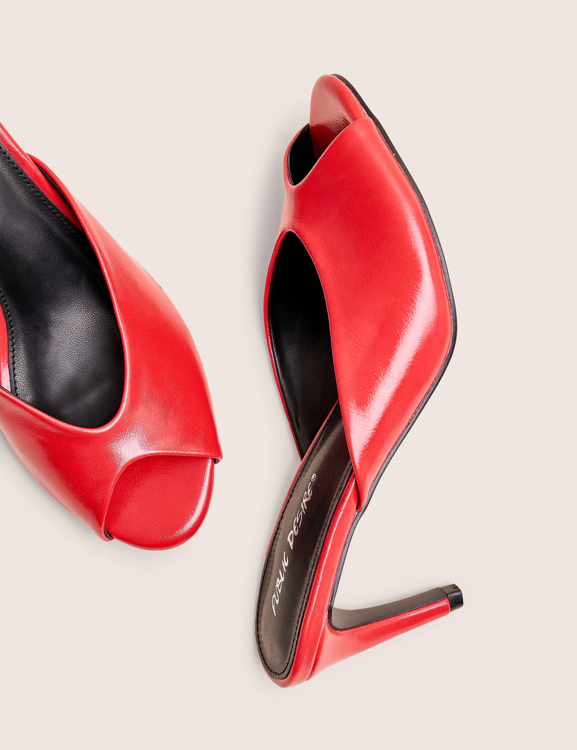 Stessy Red Peep Toe Curved Mid Heels - Image 5