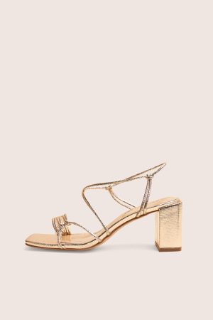 Taryn Gold Knotted Upper Block Heel Sandals