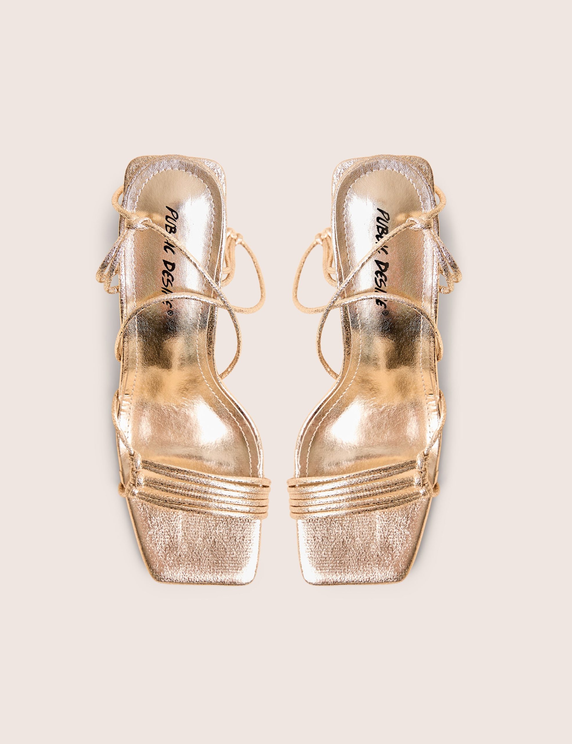 Taryn Gold Knotted Upper Block Heel Sandals - Image 2