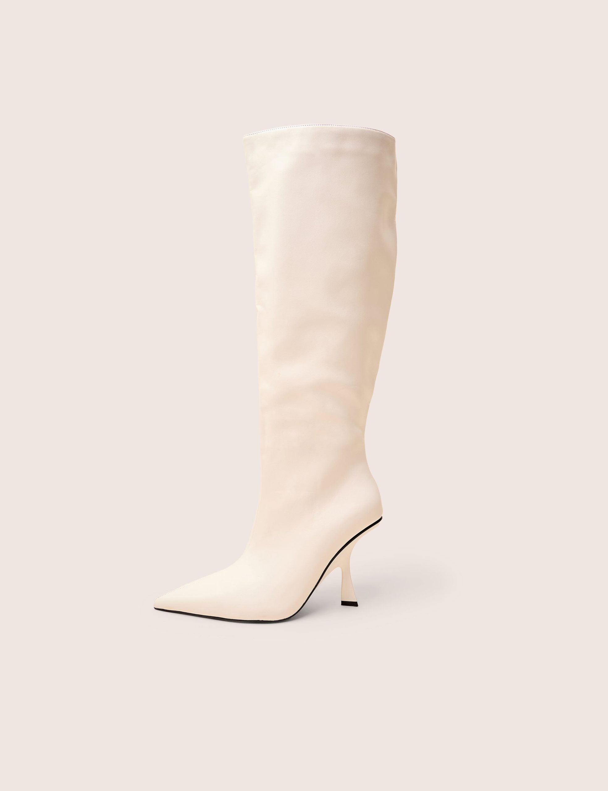 Third Date White Pointed Toe Knee High Boots