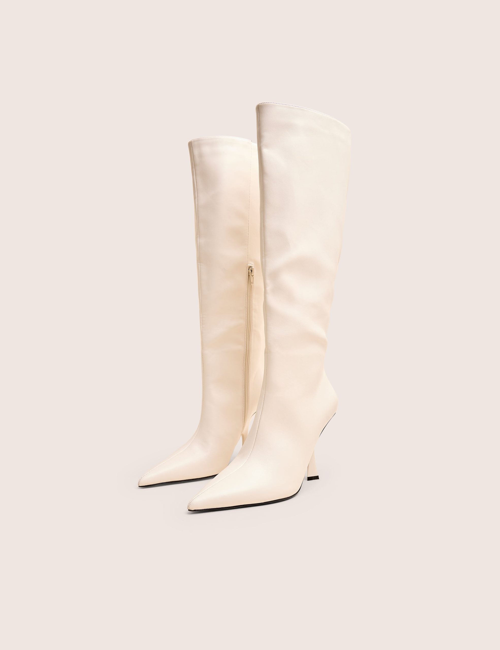 Third Date White Pointed Toe Knee High Boots - Image 2